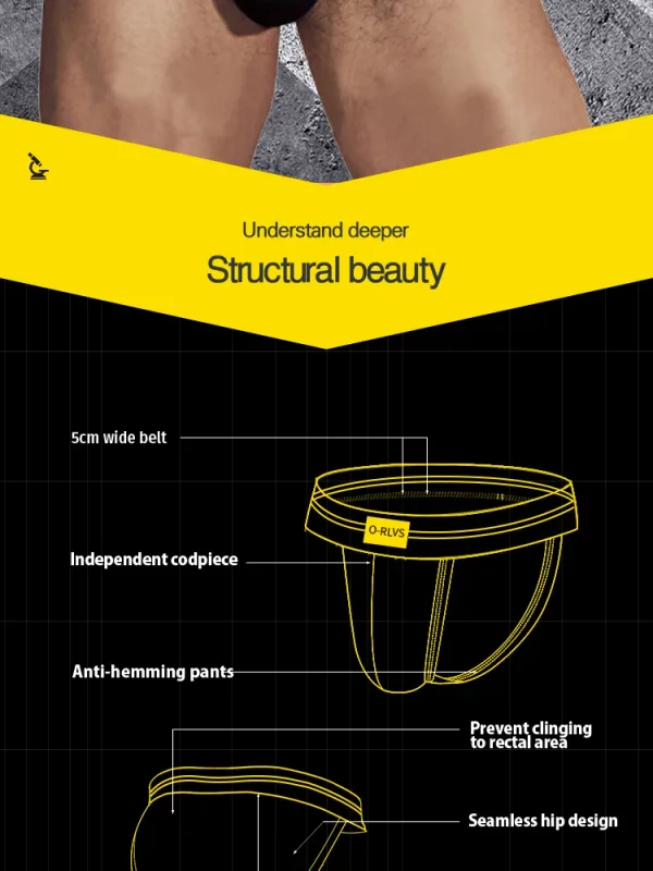 Mga Brief Panlalaking Seamless Hip Design Mens Underwaer Super Large Wide 5cm Elastic Band Independent Codpiece Boy Short Pants