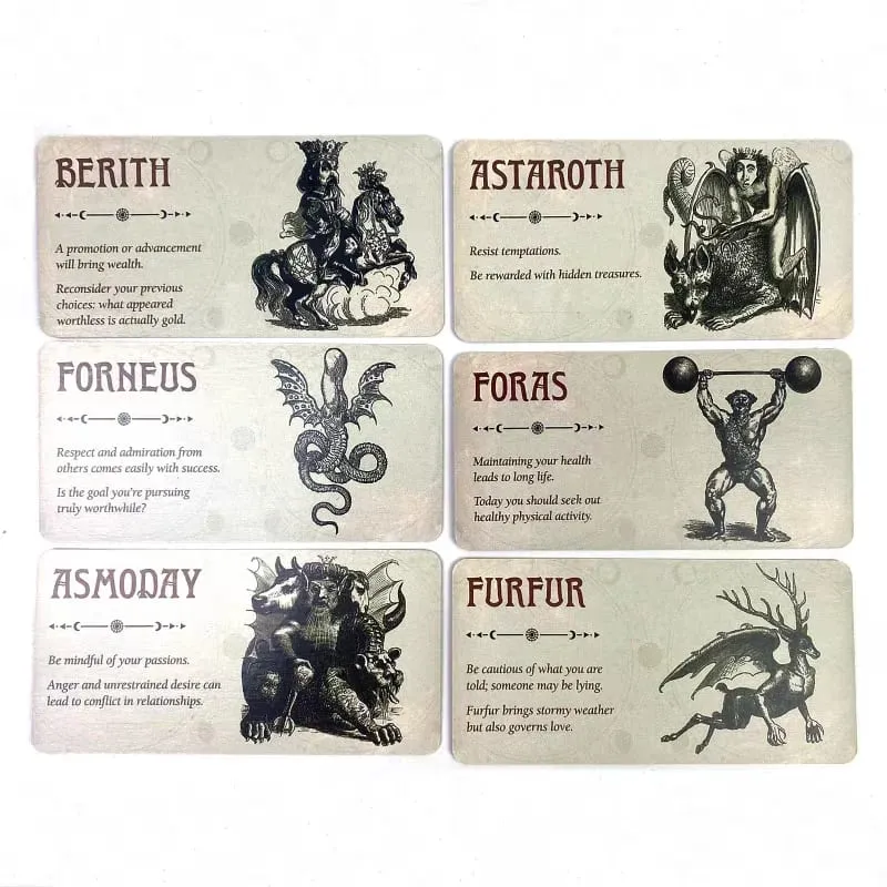 Demon of the Day Oracle Cards 40 PCS Goetic Demons Vintage Divination Fortune Telling Dark Gothic Tarot Deck Gift