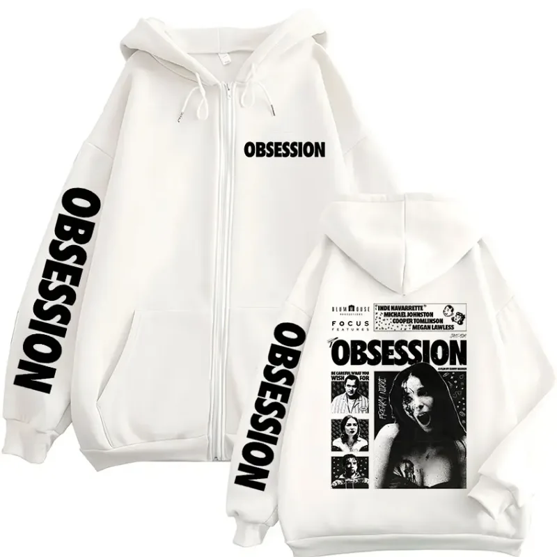Horror Movie Obsession Nikki Zipper Hoodies Men's Women Casual Gothic Loose Long Sleeves Zip Up Hooded Sweatshirts Jackets Coats