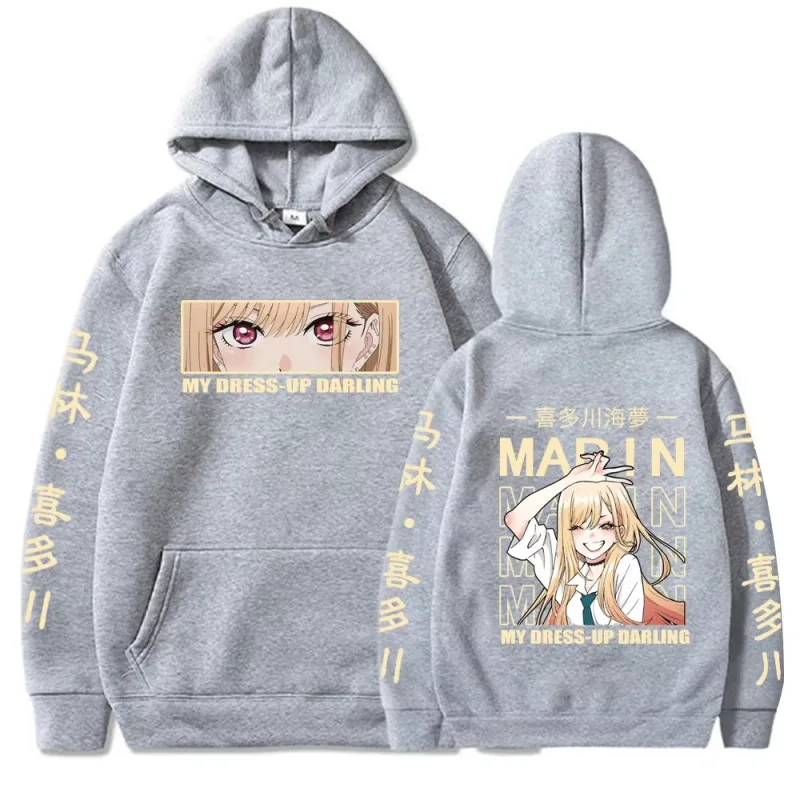 Hot Sale Anime My Dress-Up Darling Kitagawa Marin Graphic Print Hoodies Men Women High-street Loose Casual Oversized Sweatshirt