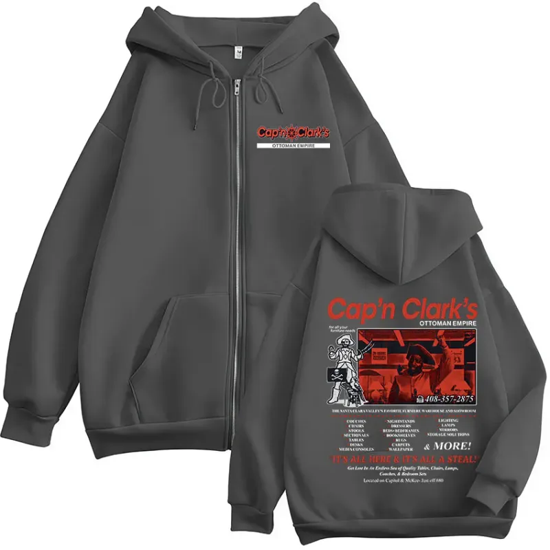 Horror Movie Backrooms Cap'n Clark's Ottoman Empire Pirate Zipper Hoodies Men's Casual Long Sleeves Zip Up Sweatshirts Jackets