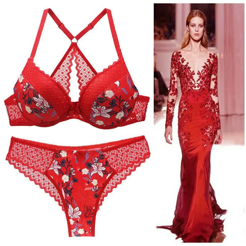 Sujetador acolchado con aros para mujer, ropa interior push-up, bragas, sujetador, lencería, conjuntos de bragas 34 36 38 40 42 44 A B C D E