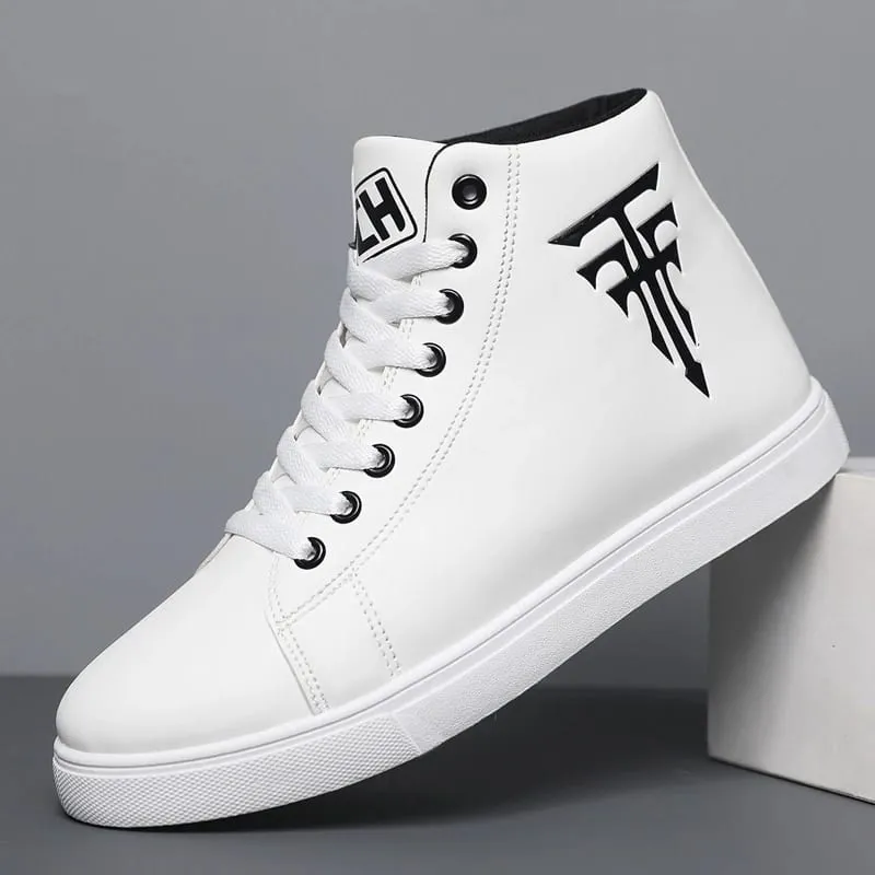 1 Pair of High-Top Men's Board Shoes Thick Soles for Wear Resistance Anti-Slip and Easy to Wear Available in Large Sizes Ver