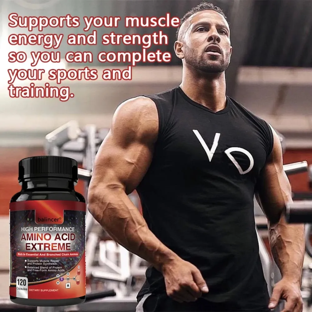 Amino Acid - High Performance Branch Chain Amino Acid Formula 120 Capsules - Muscle Building Post Workout Supplement
