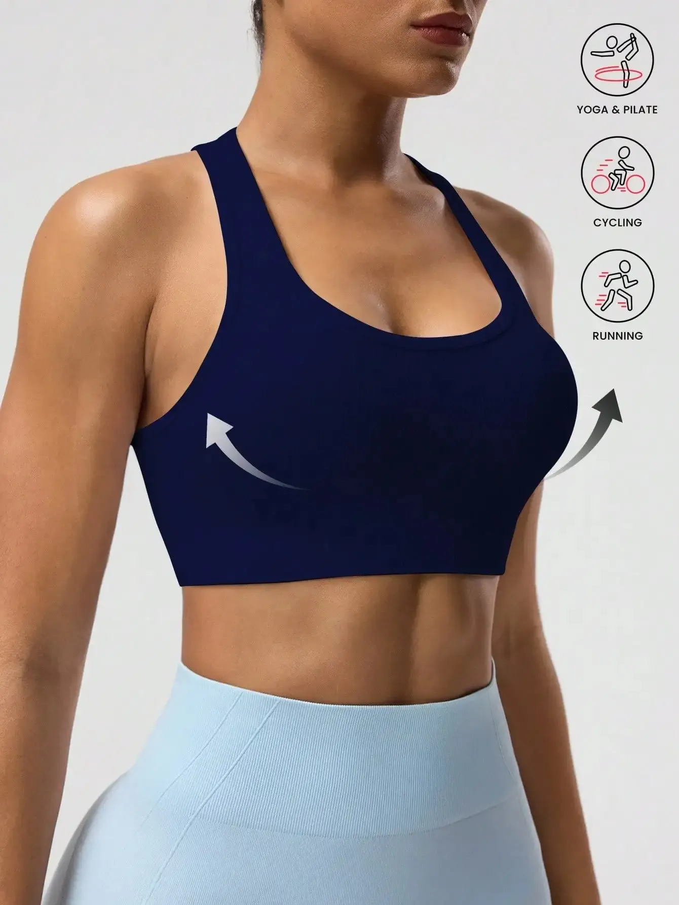 Seamless One-Piece Sports Bra with Wire-Free Support Bust Enhancement and Backless Design for Yoga and Outer Wear
