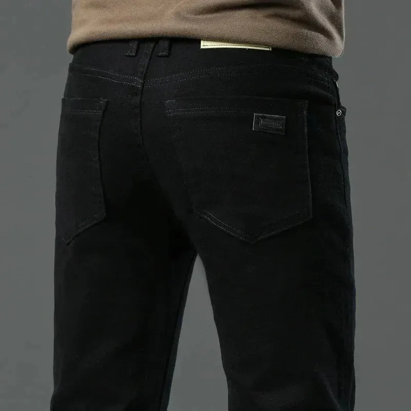 Pantaloni di jeans elasticizzati casual da lavoro dritti alla moda Pantaloni di marca maschile 5 colori Taglie forti Abbigliamento da uomo Jeans slim 28-44