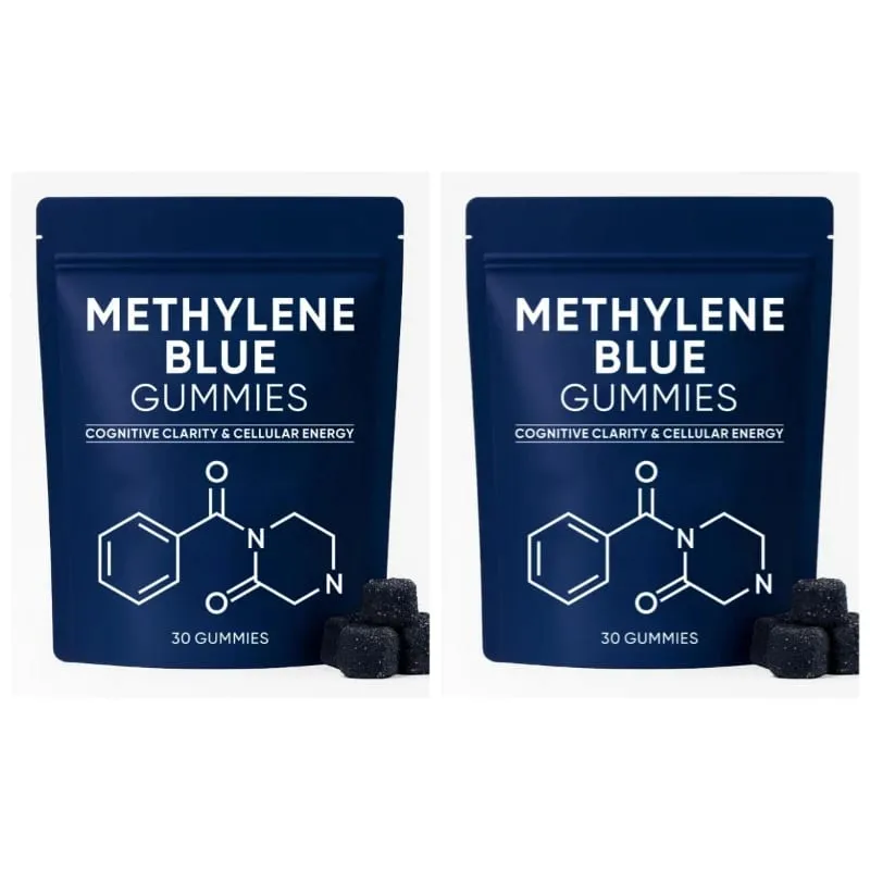 Methylene Blue Compound Gummies 5mg 30/60 Ct Blueberry Flavor for Sustained Energy Mental Clarity & Mood Cellular Support