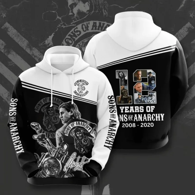 Hot Sale Men's 3D Print Hoodies Sweatshirts Sons of Anarchy Street Style Unisex Loose Casual Pullover Y2K Tracksuit Autumn