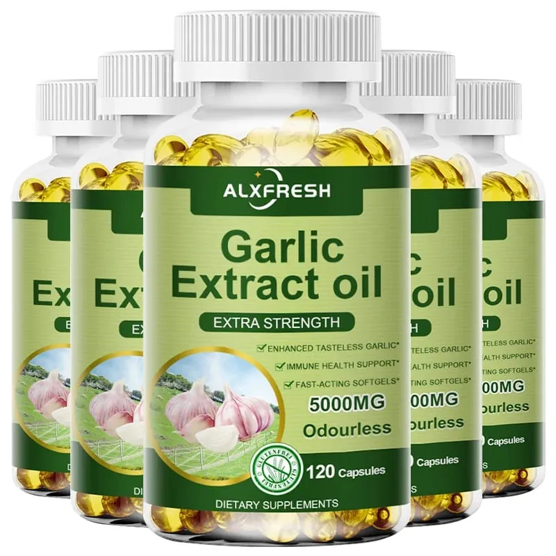 Garlic Oil Capsules Supplement for Balance Cholesterol Levels Support Heart and Cardiovascular Health Organic Non-GMO