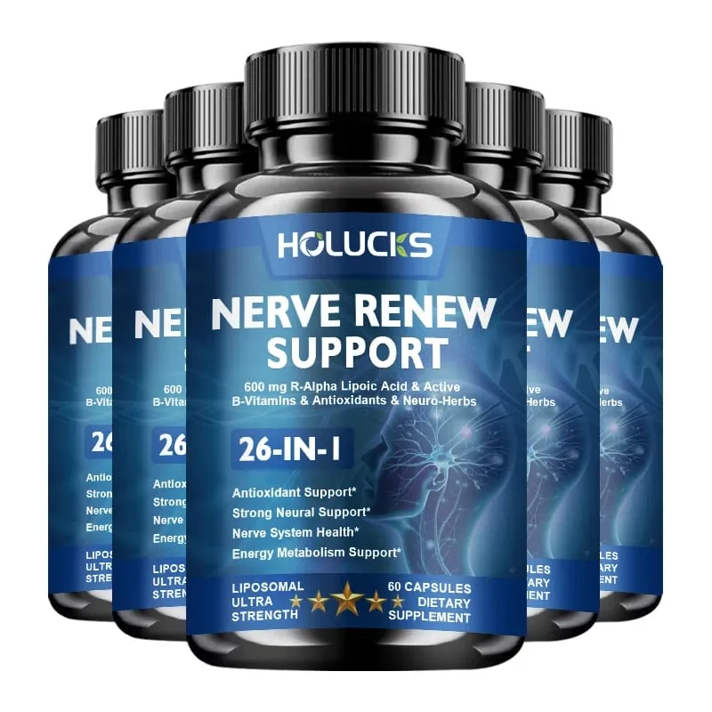 Nourish Nerve Supplement 26-IN-1 Formula Contains Vitamin B Complex R-Alpha Lipoic Acid Support Heart Nerve Brain Health