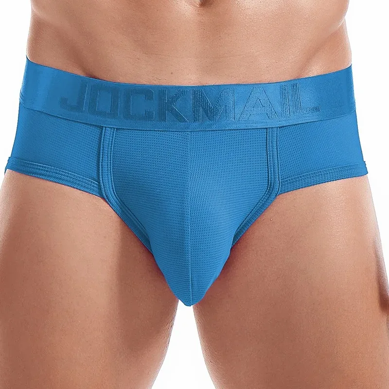 Jockmail Mens Underwear Briefs Mesh Breathable Sports Fitness Shorts Solid Color Sexy Low-rise Lingeries for Extreme Panties