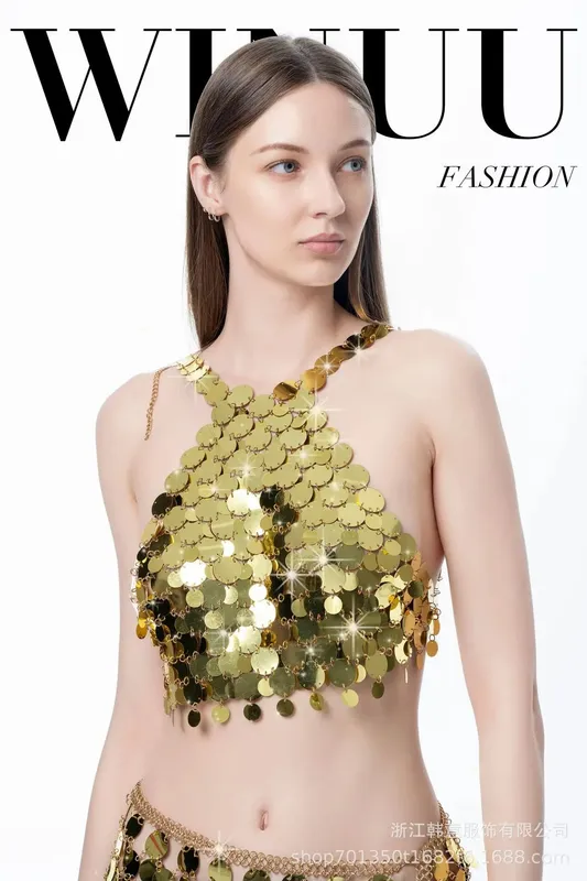Sexy Sequin Dress Shiny Suspender Vest Party Nightclub Skirt Set — image 13