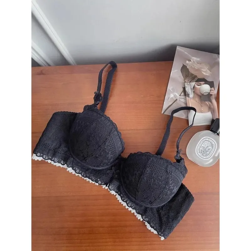 Hot French Pure Lace Lingerie Set Women Wireless Push Up Bra Small Breast Gathered Plus Size Comfort Party Nightwear Hot Trend