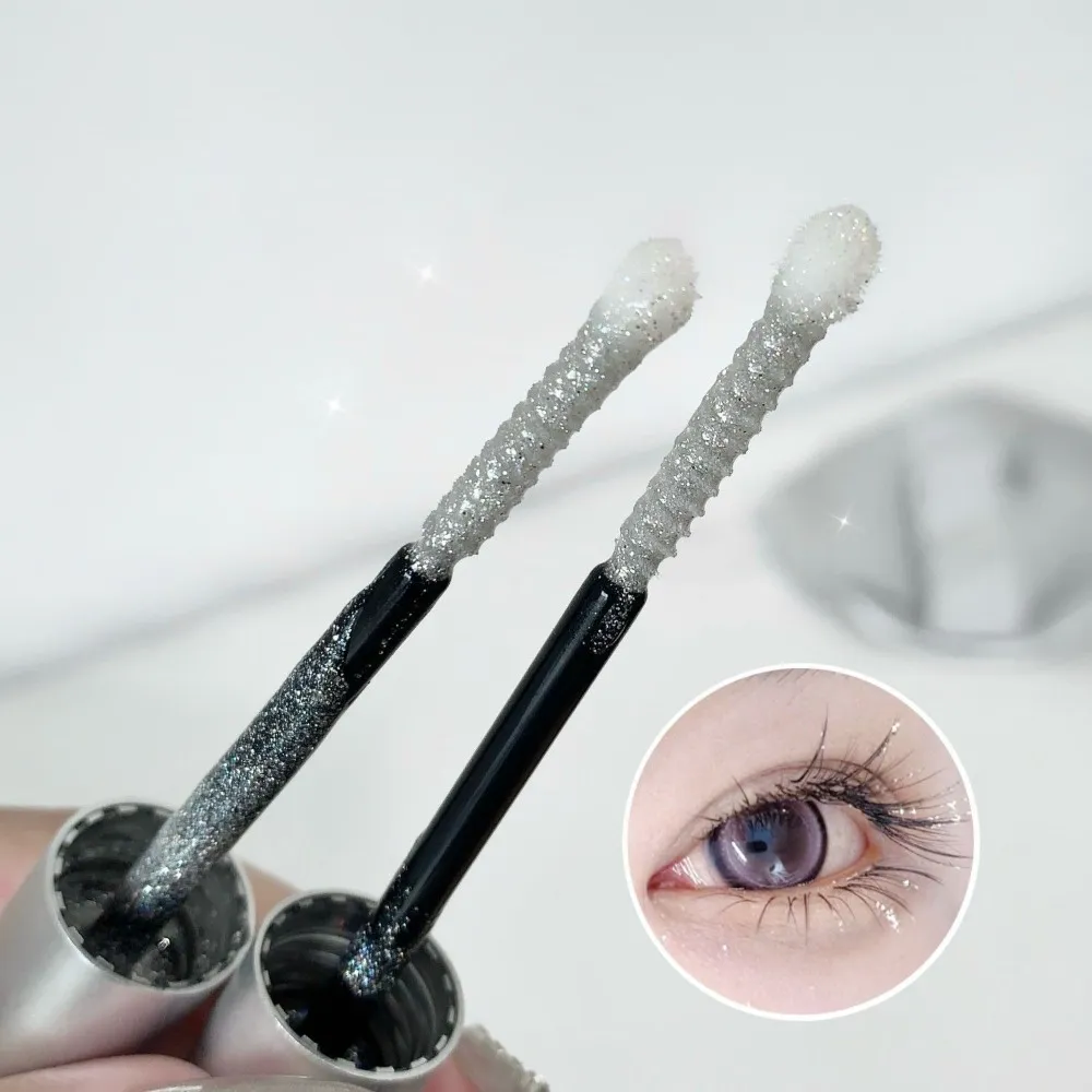 Silvery Shining Mascara Fine Glitter Highlight Lengthening Curling No Smudging Waterproof Natural 3D Sparkling Eye Makeup