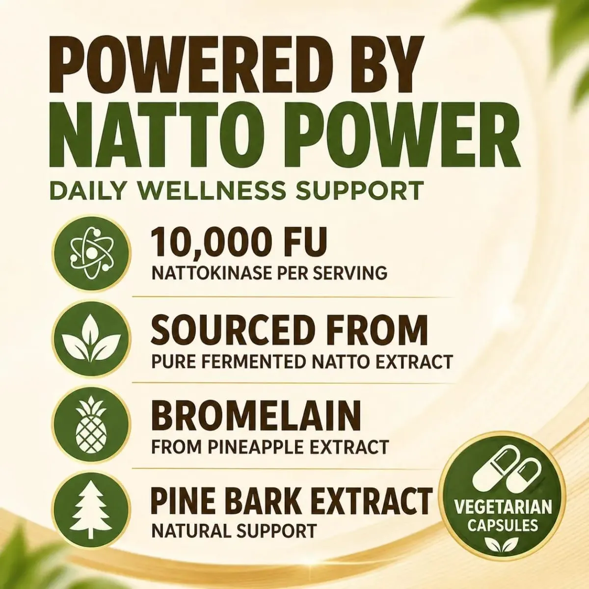 Nattokinase 10000 FU Per Serving Supports Heart Health Cardiovascular Blood Flow CoQ10 Bromelain Turmeric 60 Veggie Caps — image 5