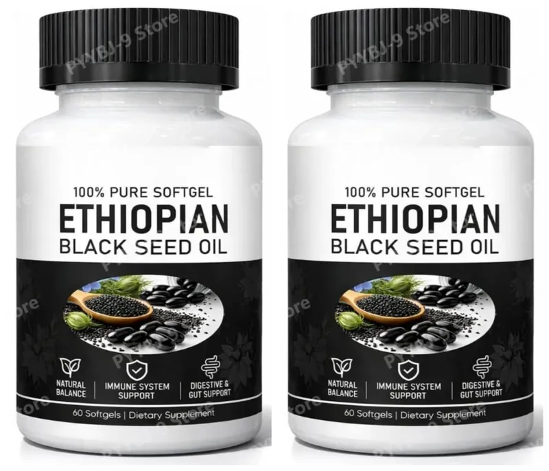 Softgels שמן זרעים שחורים אתיופיים 800 מ"ג קפסולות תמצית צמחים בכבישה קרה תמיכה יומית באיזון בריאות ללא GMO 60 ספירה