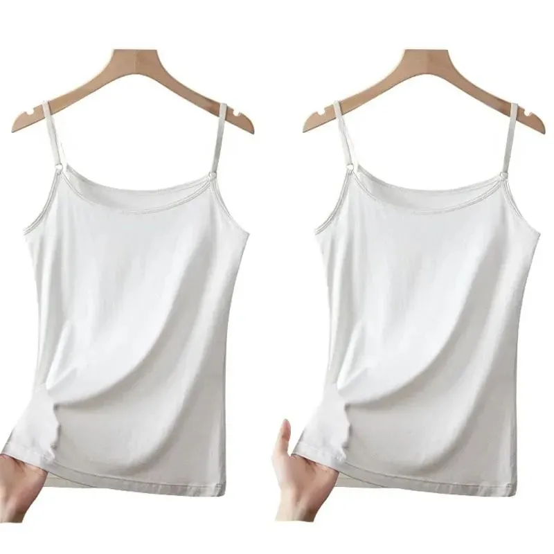 Cotton Feel Solid Sling Camisole Women Crop Top 35-75kg Sleeveless Sexy Slimming Vest Tank Base Tee Underwear Daily Staple 2026