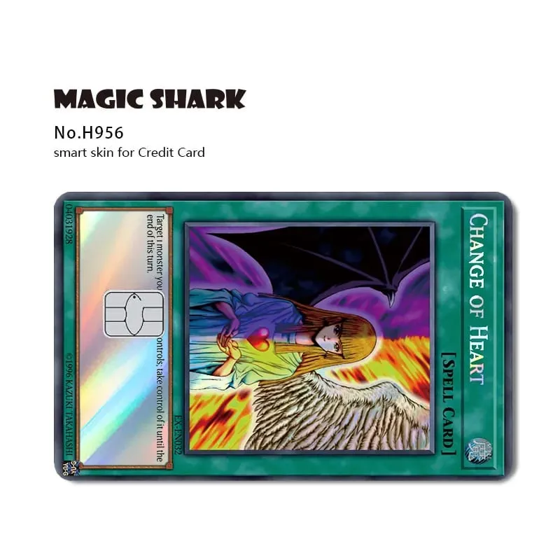 Magic Shark Yo-gi-oh Blue Eyes Dragon Game Shinny Holographic Laser Debit Credit Card Sticker Film Skin Front Cover
