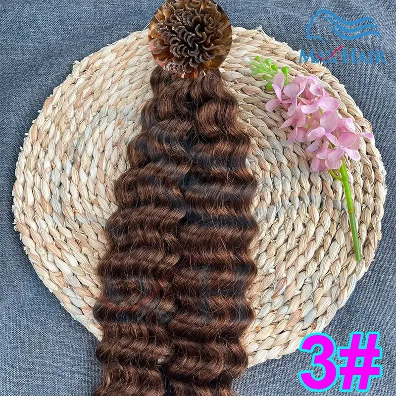 Keratin U Tip deep wave Human Hair Extensions 18-30 Inch Remy Hair Extensions High Quality Remy Human Hair salon Extensions