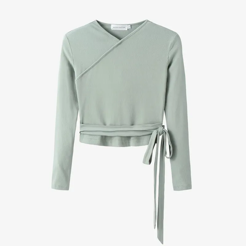 AS 2024 abbigliamento donna top avvolgenti chiusi a costine elasticizzati + abito in raso opaco Maxi set coordinati (spedizione in 1 giorno)