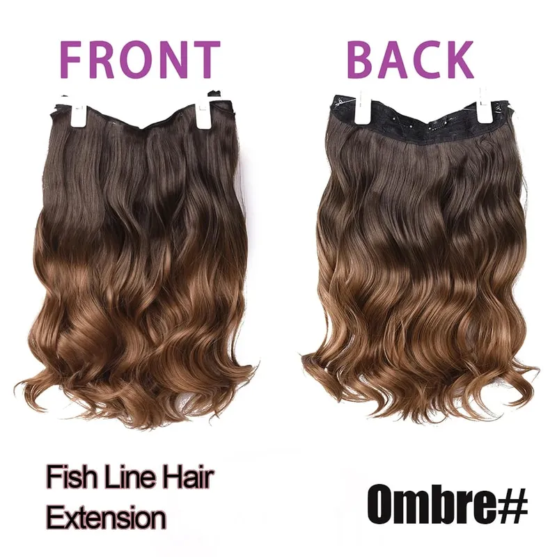 Silike 180g Fish Line Synthetic Wavy Clips in One Piece Hair Extensions 24 inch 17 Colors Heat Resistant Hair Extension