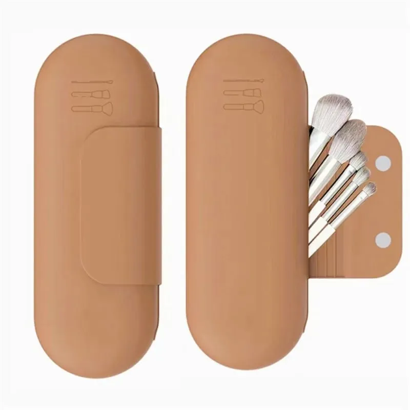 Silicone Makeup Brush Holder Travel Cosmetic Bag Case Soft Portable Cosmetic Face Brushes Holder with Magnetic Closure