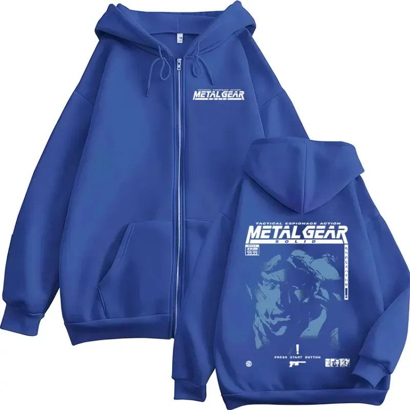 Metal Gear Solid Snake Game MGS1 Zipper Hoodies Men's Women Clothing Fashion Fleece Pullovers Zip Up Hooded Sweatshirts Jackets