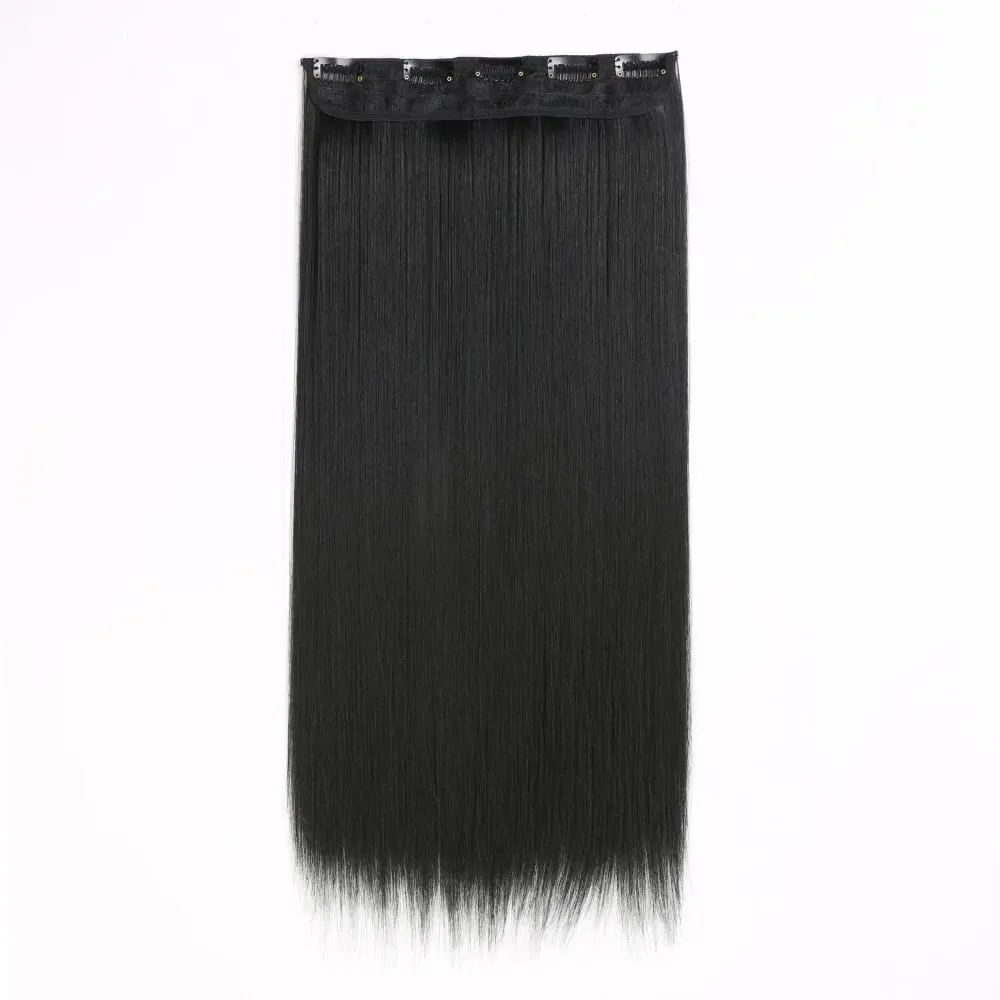 Synthetic 24 Inch Long Straight Clip in Hair Extension Seamless Natural Looking Easy Install Women’s Hairpieces for Daily Wear
