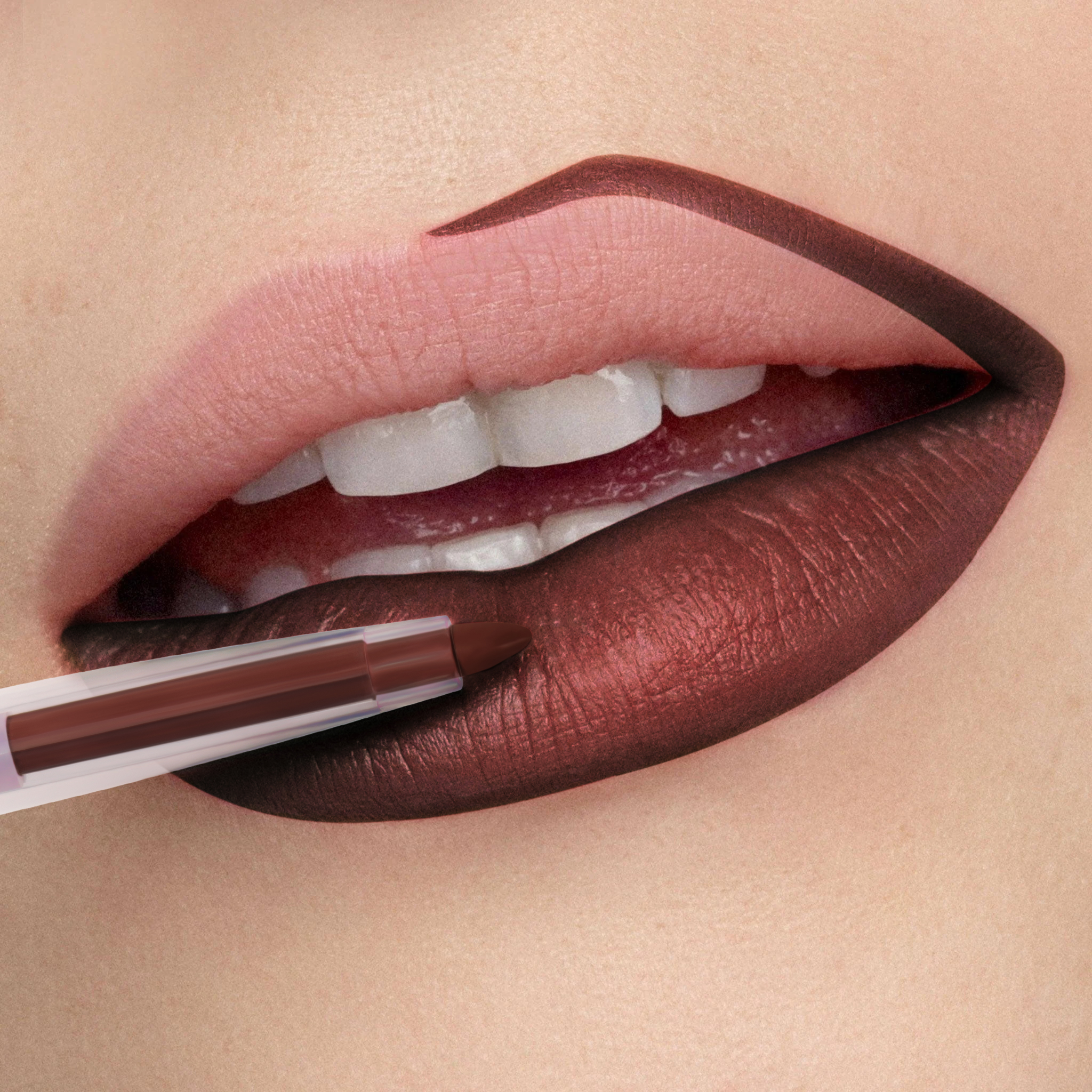 Matte Velvet Lip Liner Seksi Tahan Air Cair Lip Liner Tahan Lama Tanpa Tanda Kosmetik Rias Merah Telanjang