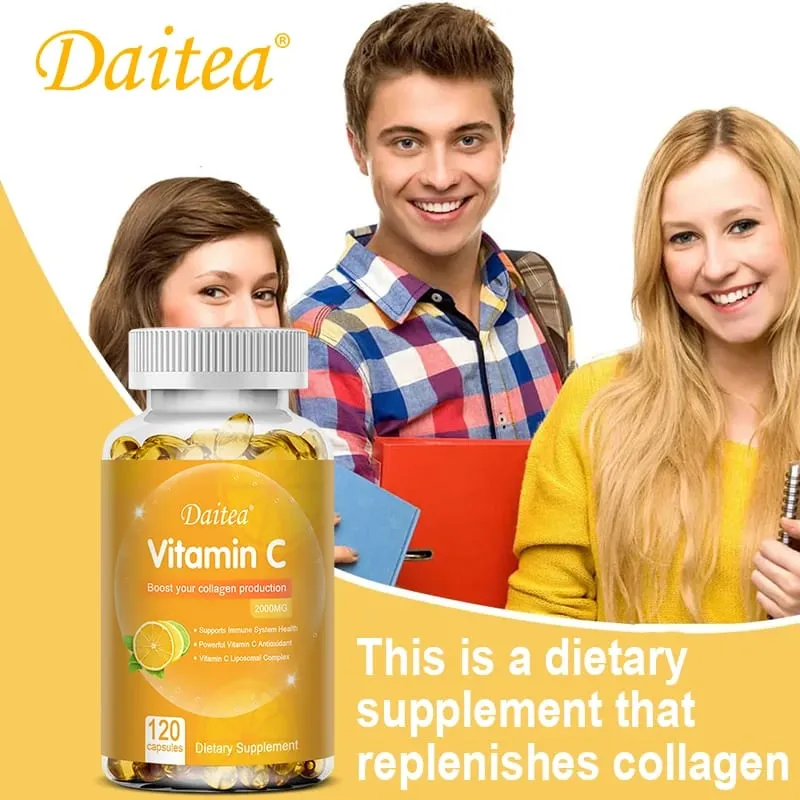 Vitamin C Capsules - 2000mg Promote Collagen Production Support Skin and Immune Health Powerful Antioxidant 120 Capsules — image 4