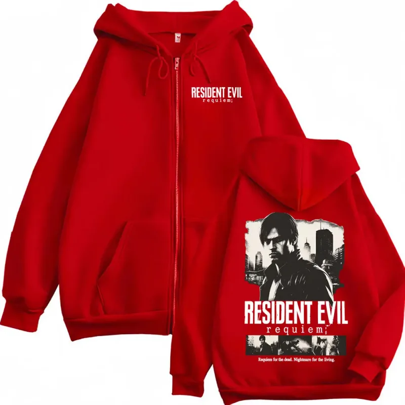 Limited Leon Kennedy Zip Up Hoodies Resident Evil Requiemm Jacket Sweatshirt Men Women Violence Aesthetic Zipper Pullovers Coats