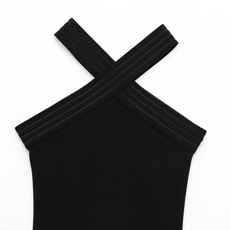 Halter Black Dress Womens Dresses Summer Sexy Bodycon Backless Short Dresses Woman Sleeveless Corset Elastic Vestidos 066