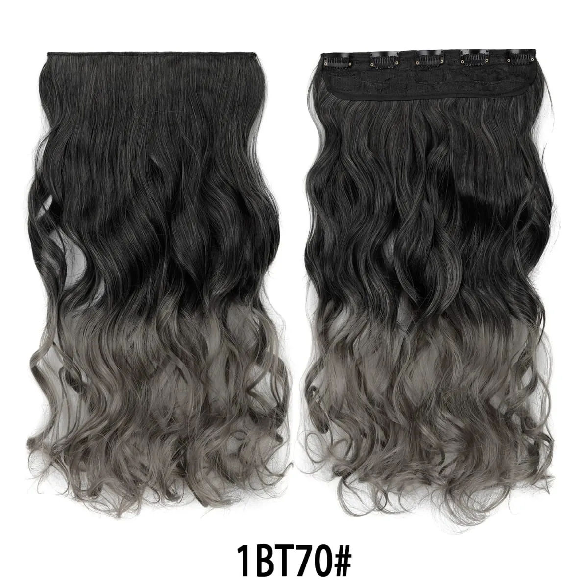 Jeedou One Piece 5 Clips Wavy Ombre Clip In Hair Extensions Long Water Wave Synthetic Curly Hair Piece Rainbow Colored Hair