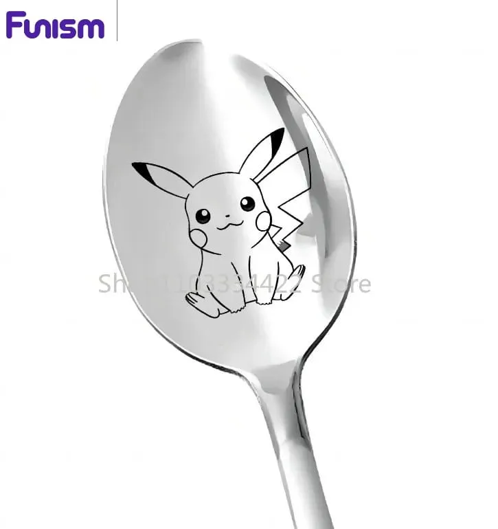FUNISMPokemon Pikachu Children Spoon Cute Baby Soup Stainless Steel Ladle Home Food for Tableware Spoon Birthday Gifts