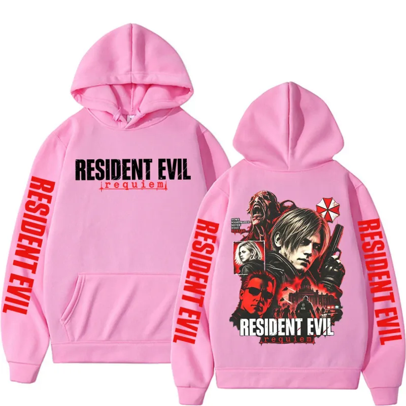 Leon Kennedy Resident Evil Requiem Merch sudaderas hombres mujeres Casual alta calidad polar Sudadera con capucha Harajuku clásico gótico sudaderas