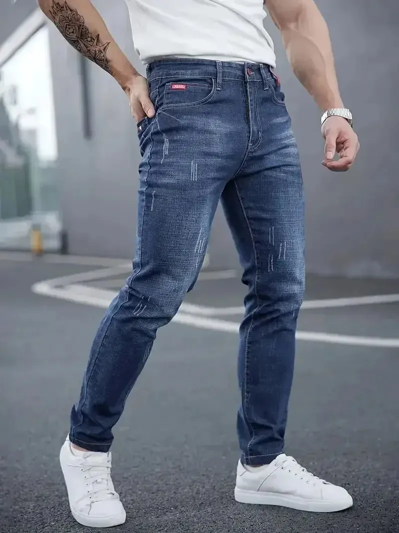 Năm 2025 Nam Slim Casual Đường Phố Cổ Điển Skinny Jeans Bút Chì Jeans Hợp Thời Trang Co Giãn Phong Cách Thoải Mái Thời Trang Đa Năng