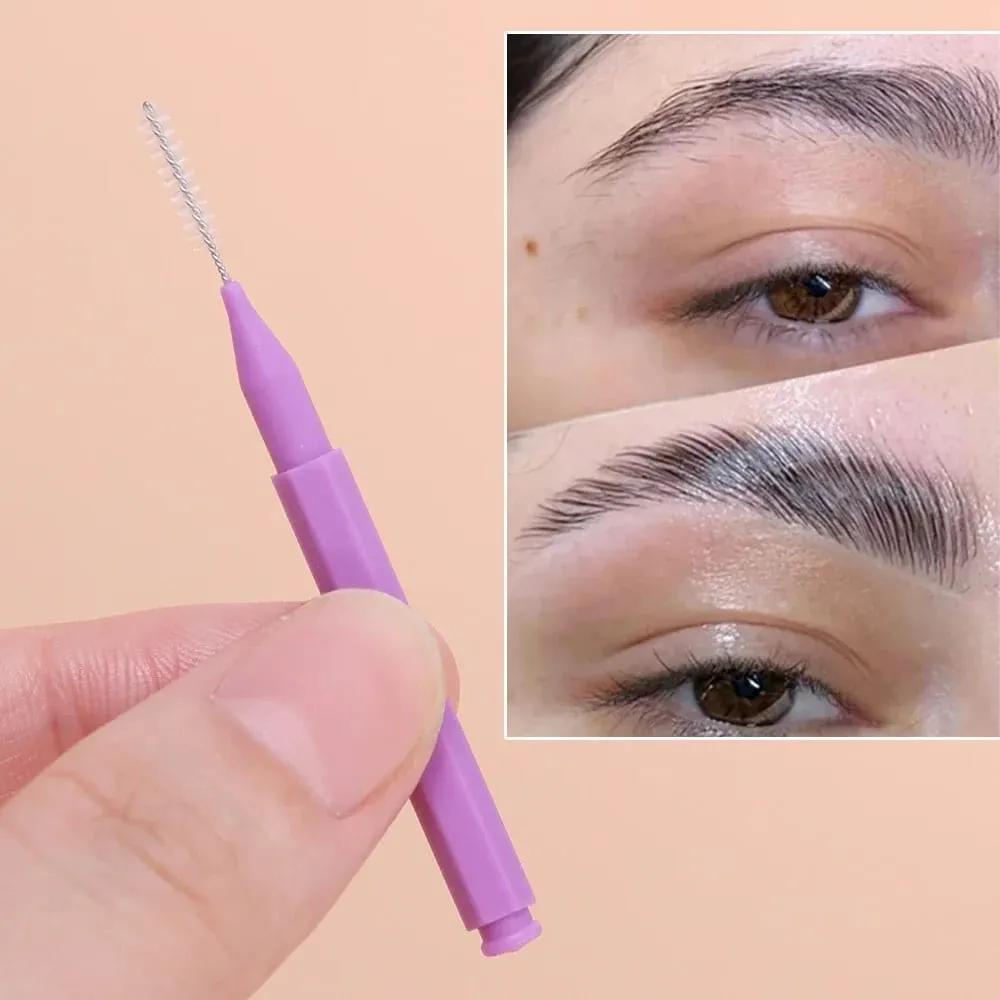 50PCS Mini Eyebrow Brush Portable Brow Perm Brushes Disposable Bendable Micro Eyelash Brow Lifting Brushes Applicators Tools