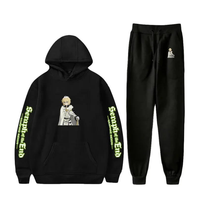 Harajuku confortable Seraph de la fin imprimé sweat-shirt pantalons de survêtement costume à capuche + pantalon costume garçons/filles 2 pièces ensemble vêtements
