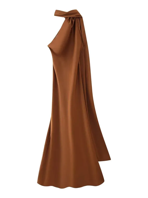 High Street Women Sexy Elegant Halter Long Dress Pambabae Fashion Backless Green Satin Party Maxi Vestidos