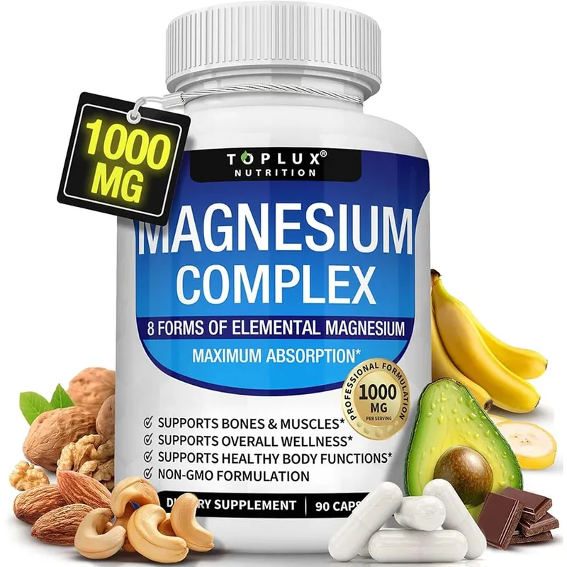 Premium Magnesium Complex Supplement 1000mg Magnesium Glysinate 525mg Blood Sugar Complex 940mg Moringa Capsules 1200mg Non-GMO