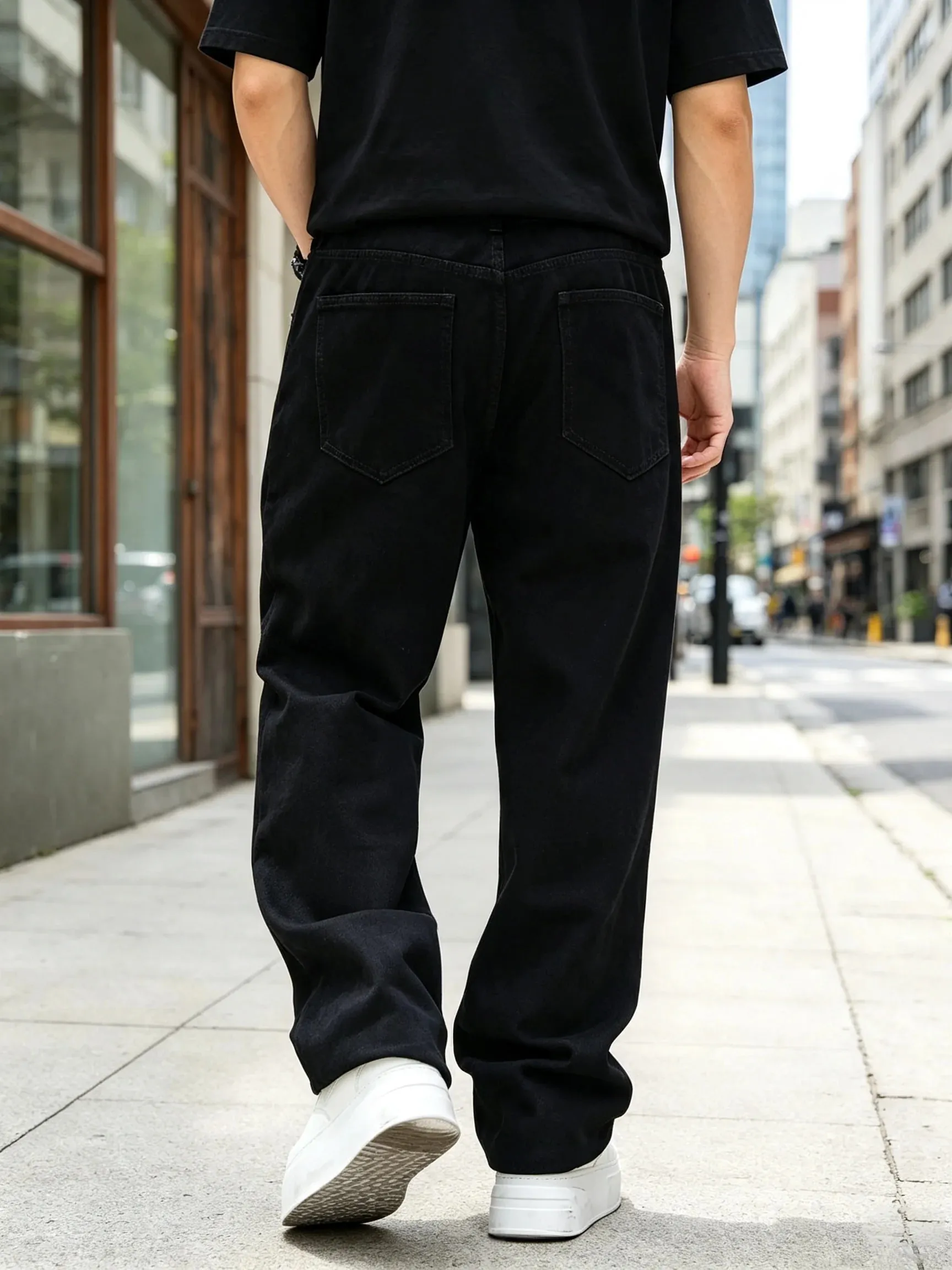 Men Wide Leg Jeans Loose Straight Denim Pants Casual Baggy Trousers Streetwear Hip Hop Daily Wear Fashion Mens Casual Bottoms