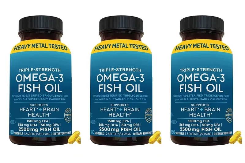 Omega-3 Fish Oil Softgels 2500mg EPA DHA DPA RTG Form 180 Count Non-GMO Gluten Free Daily Wellness Supplement for Adults