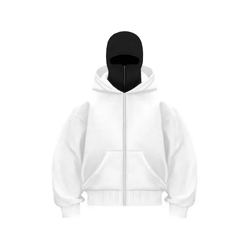 2025 Herfst Mannen Bivakmuts Y2K Gothic Harajuku Winter Nieuw Item Dubbele Capuchon Mannen Capuchon Masker Rits Sportkleding Vrouwen