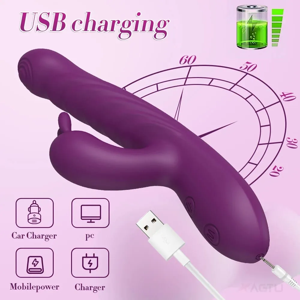 Thrusting Rabbit Vibrator for Women Go and Come G-Spot Dildo Vibrator Clitoris Stimulator Female Masturbation Sex Toy for Women