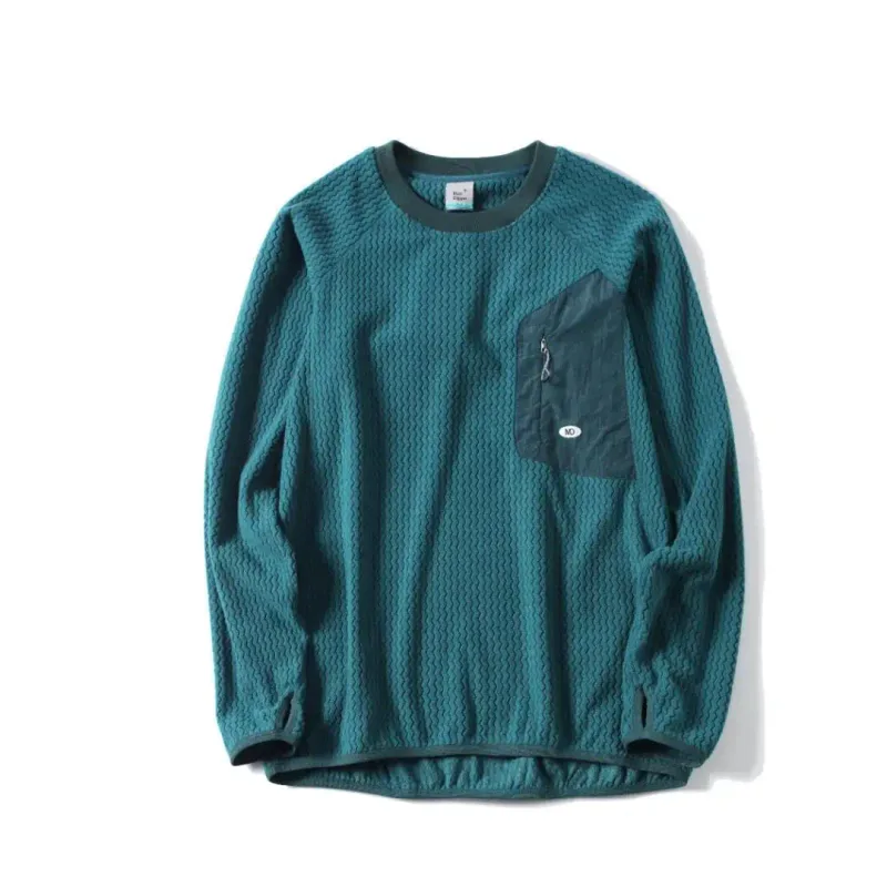 Mountain-Ready Crewneck: Engineered with Ribbed Neck Reflective Logo & Secure Chest Pocket for Outdoor Style Unisex