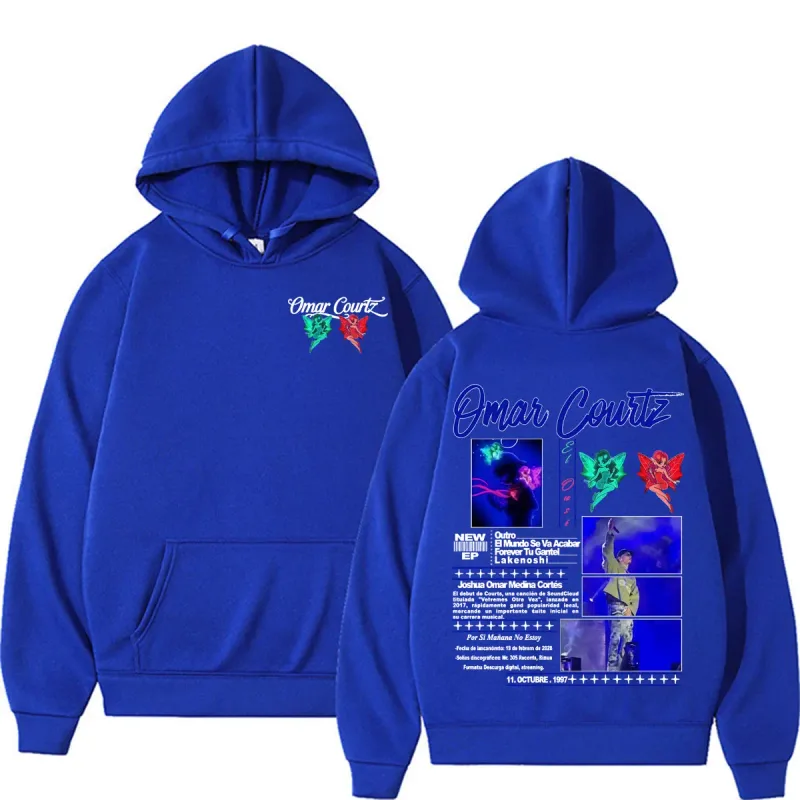 Omar Courtz Por Si Manana No Estoy Tour Merch Hoodies Men Women Fashion Aesthetics Hip Hop Sweatshirts Casual Cozy Fleece Hoodie