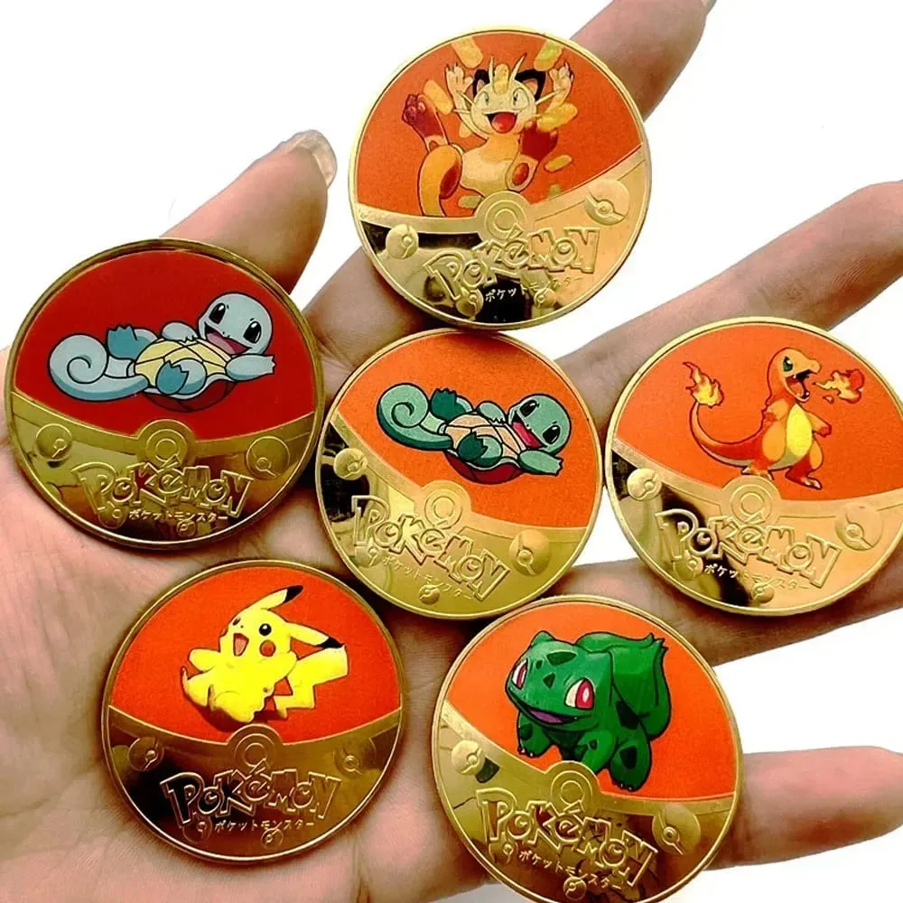 Pokemon Đồng Tiền Vàng Pikachu Anime Đồng Tiền Kỷ Niệm Charizard Vàng Kim Loại Tròn Đồng Xu Đồ Chơi