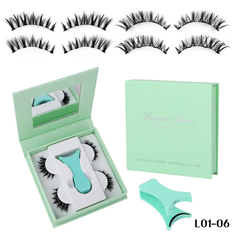 2 Pairs Magnetic False Lashes Natural Wispy Magnetic Eyelashes Portable All-in-one Case Reusable No Glue Eye Lashes Customized