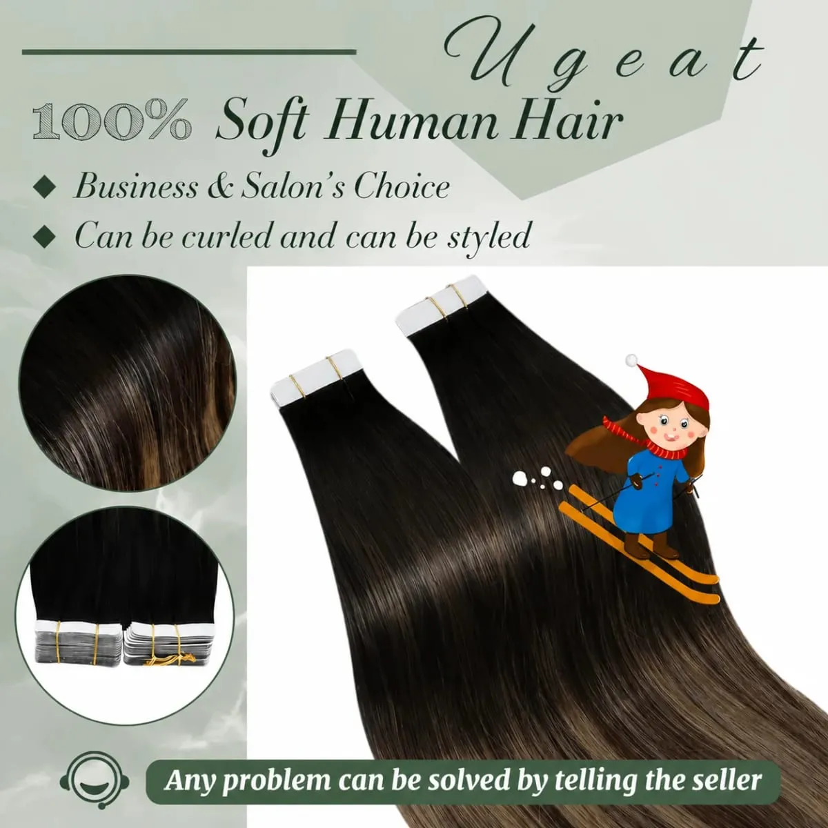 [Low Price] Ugeat Tape in Hair Extensions Human Hair Real Human Hair Extensions Tape in Hair 50G