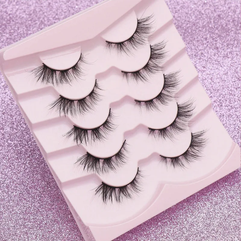 5 Ζεύγη βλεφαρίδων Cat Eye Faux Βλεφαρίδες Βιζόν Βλεφαρίδες με φτερωτό τέλος μακριές βλεφαρίδες Φυσικές μακριές βλεφαρίδες Manga Ψεύτικες βλεφαρίδες Μακιγιάζ